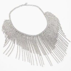Zara Jewel Cascade Necklace Silver NWT